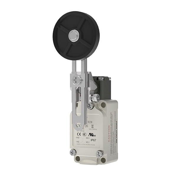 KXL-726 Waterproof Limit Switch with Ø50 Adjustable Roller Lever-Rubber