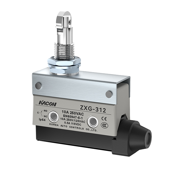 ZXG-312 Small Enclosed Limit Switch with Panel Mount Plunger and Side Roller