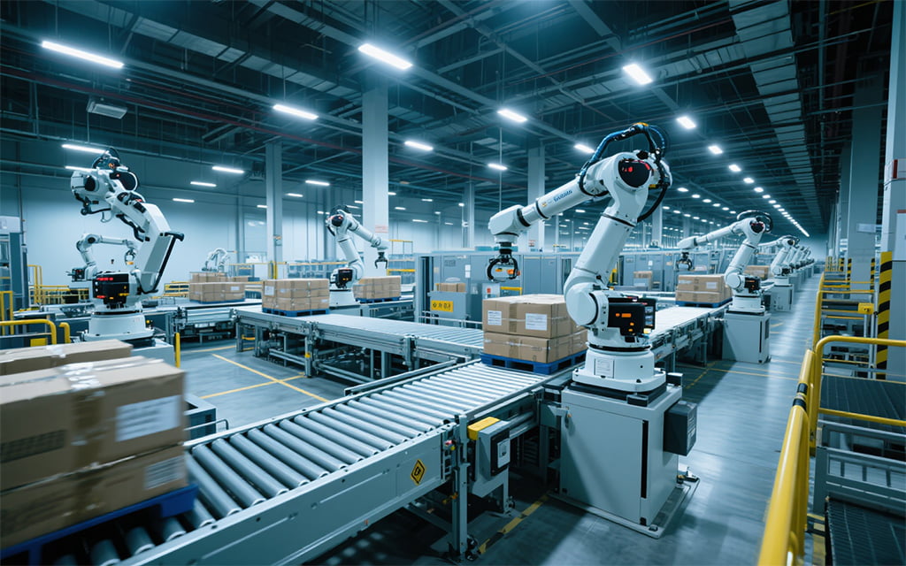 Automated production line with packaging machinery